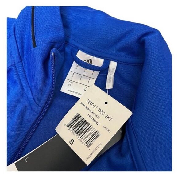 Adidas Men’s Trio 17 Full Zip Training Jacket White Mock Neck BQ8201 Thumbhole - Picture 12 of 15